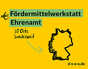 Grafik und Text: Fördermittelwerkstatt Ehrenamt, 20 Worte bundesweit