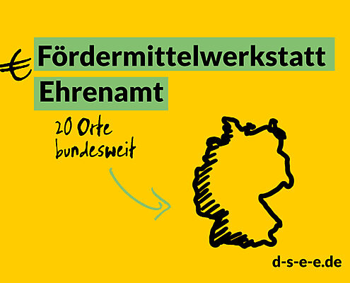 Grafik und Text: Fördermittelwerkstatt Ehrenamt, 20 Worte bundesweit